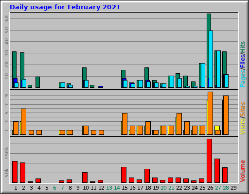 Daily usage for February 2021