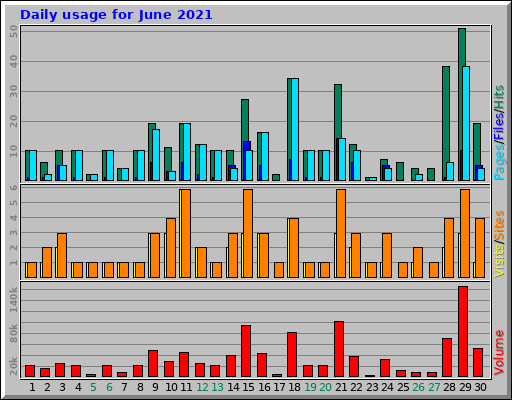 Daily usage for June 2021