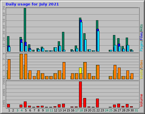 Daily usage for July 2021