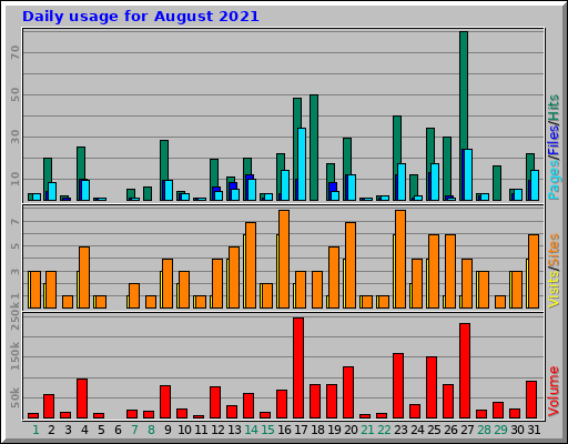 Daily usage for August 2021