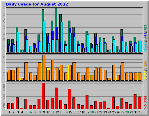 Daily usage for August 2022