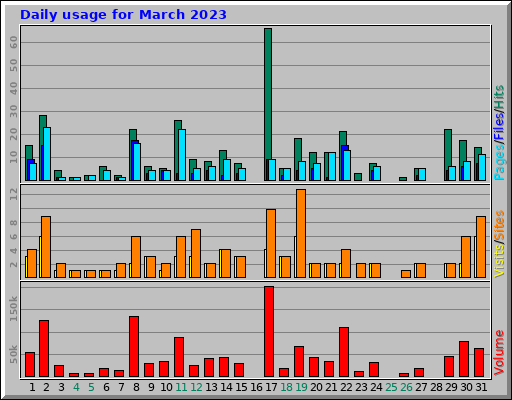 Daily usage for March 2023