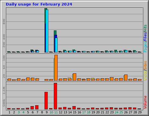 Daily usage for February 2024