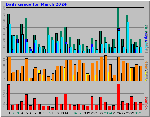 Daily usage for March 2024