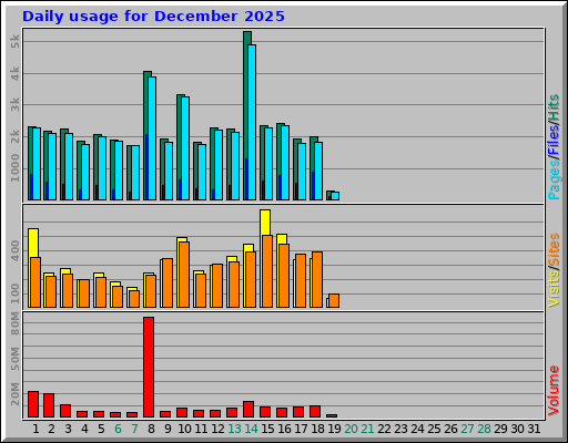 Daily usage for December 2025
