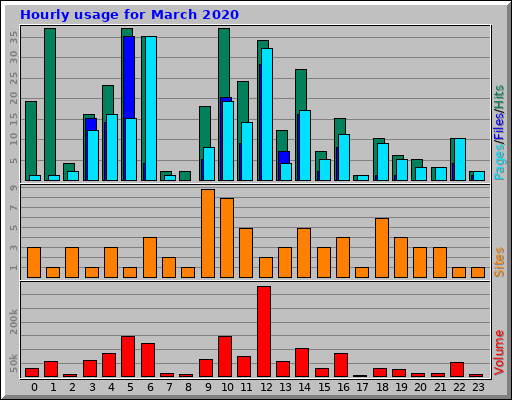 Hourly usage for March 2020