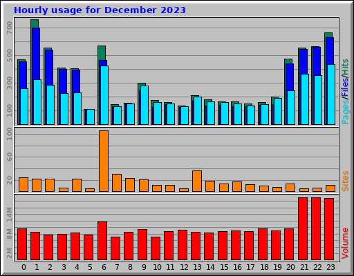 Hourly usage for December 2023